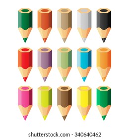 Set of color pencils. Vector illustration.