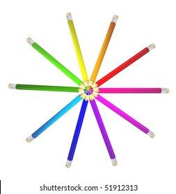 set of color pencils vector illustration isolated on white background