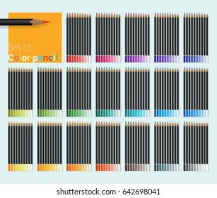 Set of color pencils , vector , illustration