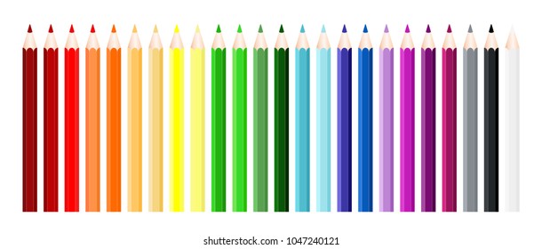 
Set of color pencils in vector. Rainbow set.