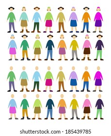 set of color people, community