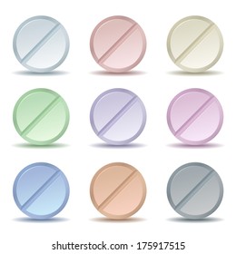 Set of color pill icons. Vector illustration