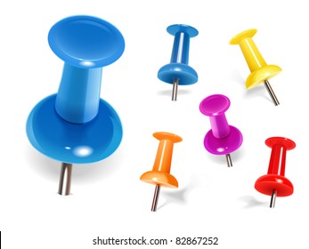 Set of color pins. Vector