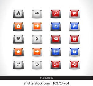 Set of color plastic buttons for web. Vector illustration.
