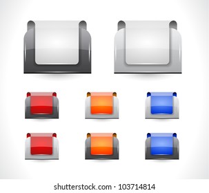 Set of color plastic buttons for web. Vector illustration.
