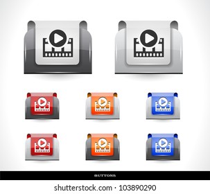 Set of color plastic buttons for web. Vector illustration.