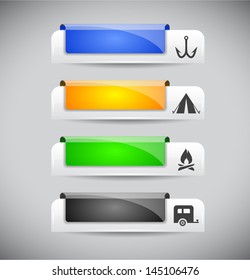 Set of color plastic buttons for web. Vector illustration.