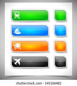 Set of color plastic buttons for web. Vector illustration.
