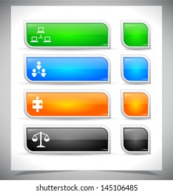 Set of color plastic buttons for web. Vector illustration.