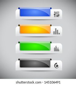 Set of color plastic buttons for web. Vector illustration.