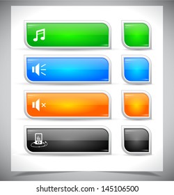 Set of color plastic buttons for web. Vector illustration.