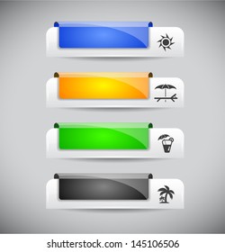Set of color plastic buttons for web. Vector illustration.