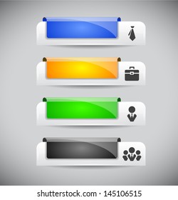 Set of color plastic buttons for web. Vector illustration.