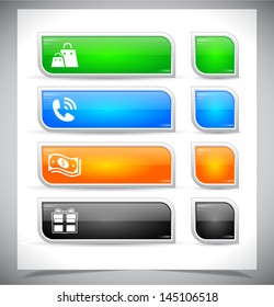 Set of color plastic buttons for web. Vector illustration.
