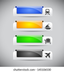 Set of color plastic buttons for web. Vector illustration.