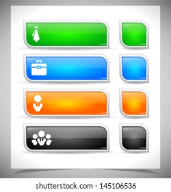 Set of color plastic buttons for web. Vector illustration.