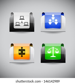 Set of color plastic buttons for web. Vector illustration.