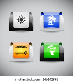 Set of color plastic buttons for web. Vector illustration.