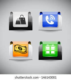 Set of color plastic buttons for web. Vector illustration.