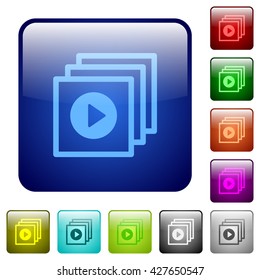 Set of color play files glass web buttons.