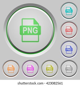 Set of color PNG file format sunk push buttons.