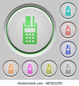 Set of color POS terminal sunk push buttons.