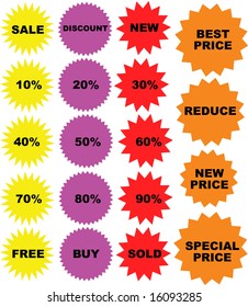 Set of color price tags