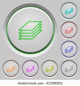 Set of color Printing papers sunk push buttons.