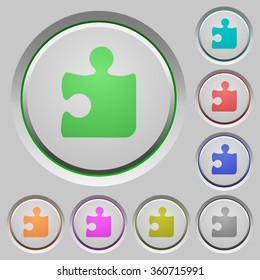 Set of color puzzle sunk push buttons.