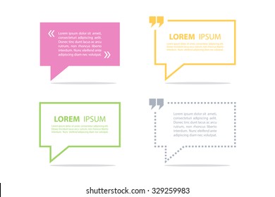 Set of color quote text bubble templates. Vector illustration.