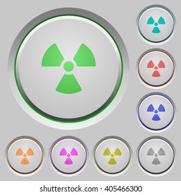 Set of color radiation sunk push buttons.