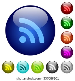 Set of color radio glass web buttons. Arranged layer structure.