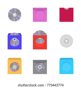 Set of color realistic envelopes with a window for the CD, isolated on white background, vector illustration.