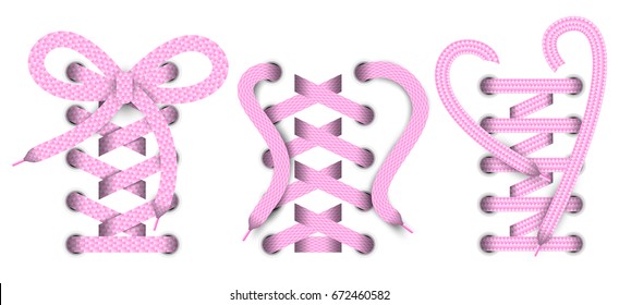 Set of color realistic lace object, elements for clothes or footwear. And also includes EPS 10 vector