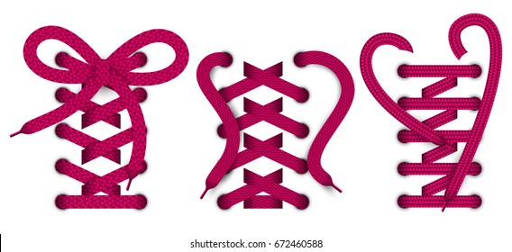 Set of color realistic lace object, elements for clothes or footwear. And also includes EPS 10 vector