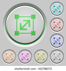 Set of color resize element sunk push buttons.