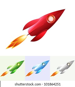 set of color retro rockets