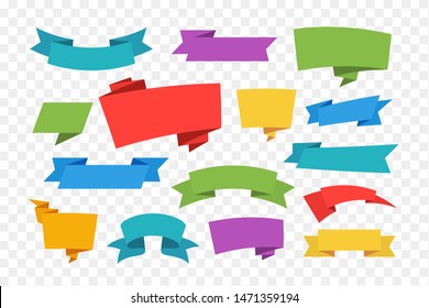 Set of Color Ribbon Banners isolated on transparent background - Vector