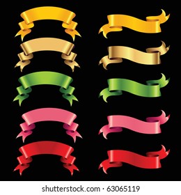 set of color ribbons isolated on black