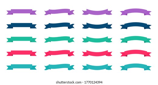 Set of  color ribbons on white background. Flat colorful ribbons . Vector illustration. 10 eps