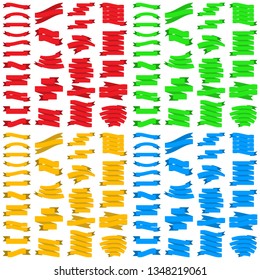 Set of color ribbons. Vector illustration. Blank flat ribbons or banners isolated.