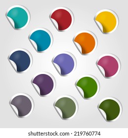 Set of color round stickers. 