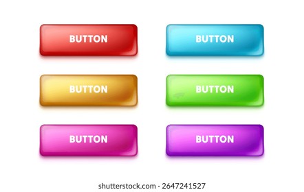 Set color rounded button, frame label, event web element. Vector illustration