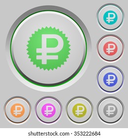 Set of color Ruble sticker sunk push buttons.