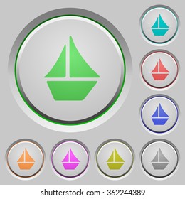 Set of color Sailboat sunk push buttons.