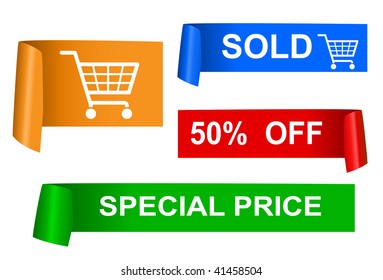 Set of color sale sticker, vector