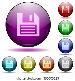 Set of color save glass sphere buttons with shadows.