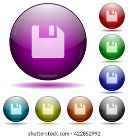 Set of color save glass sphere buttons with shadows.