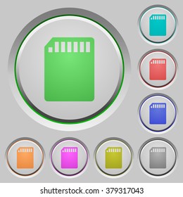 Set of color SD memory card sunk push buttons.