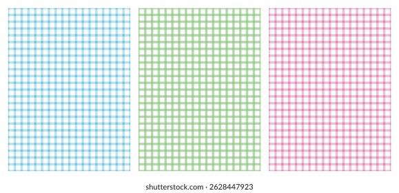 Set of color seamless checkered backgrounds for notebook backgrounds and covers.Vector illustration.
